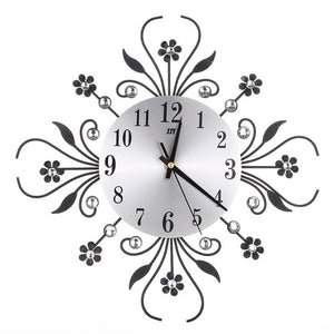Relógio de Parede de Arte Do Metal do vintage de Luxo Diamante Relógio de Parede Grande Relógio de Design Moderno Home Decor E5M1