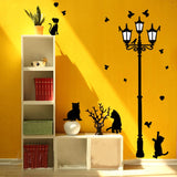 Novo Design Removível Street Lamp Cats Home Decor Quarto Adesivo de Parede Decal Art Vinyl 50x70 cm Novo LD789 E5M1